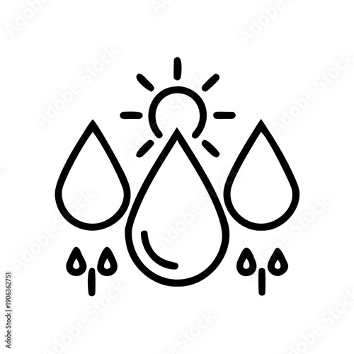 Skin Hydration Three Water Drops With Upward Arro icon for web and graphic design