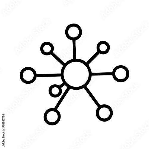 Six Node Radial Network icon for web and graphic design