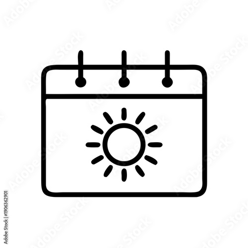 Sun Calendar Calendar With A Sun Icon icon for web and graphic design