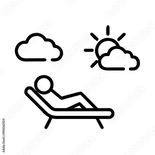 Sunbathing Person Lying On A Lounge Chair Under A icon for web and graphic design