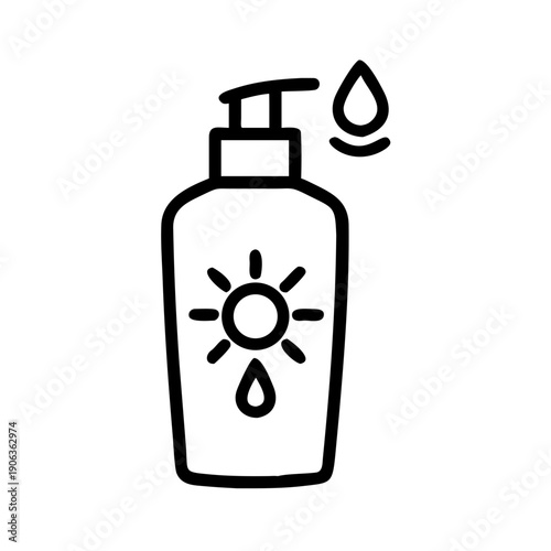 Sunscreen Lotion Bottle With A Sun Icon And A Lot icon for web and graphic design