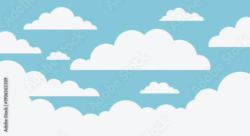 Cloudscape Serenity: Fluffy white clouds drift lazily across a serene expanse of baby blue sky, evoking a sense of calm and freedom. 