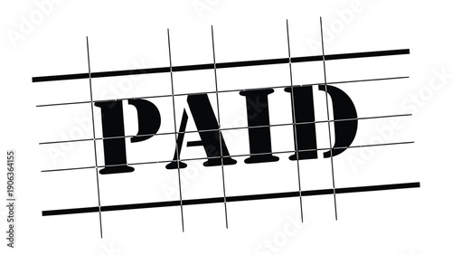 Payment Confirmation Mark: The word PAID boldly presented, marked with a grid, signifying a transaction completed with absolute clarity. 