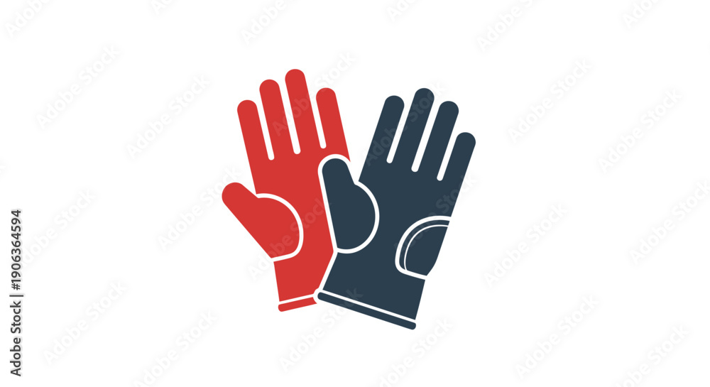 Obraz premium Vector illustration of red and black gloves waving together.