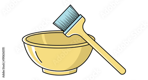A yellow bowl with a brush.