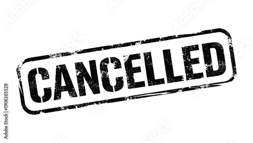 Stamp of Cancellation: A bold CANCELLED stamp, conveying a clear message of discontinuation.