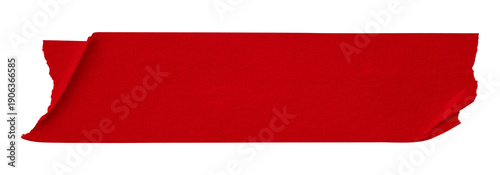 red crumpled torn tape isolated on transparent background.