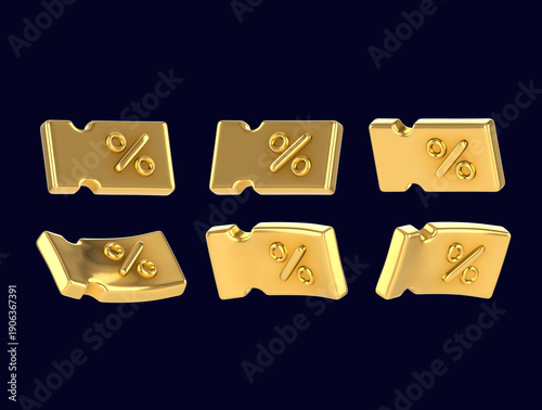 3d, coupon, sale, gold, promotion