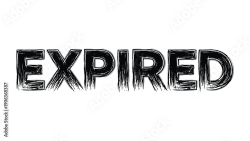 Expired Text: The word EXPIRED is boldly presented, its weathered texture and distressed appearance evoke a sense of the past, the conclusion of a timeframe.