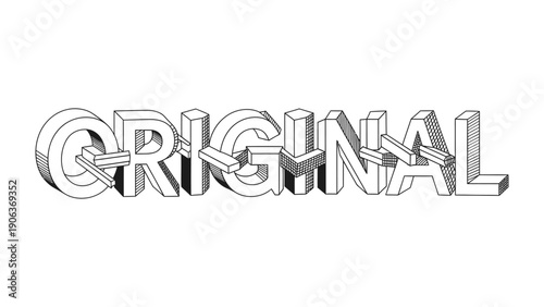 Original 3D Typography: A striking, three-dimensional typographical design spells out the word Original, showcasing an innovative and creative approach to visual communication.