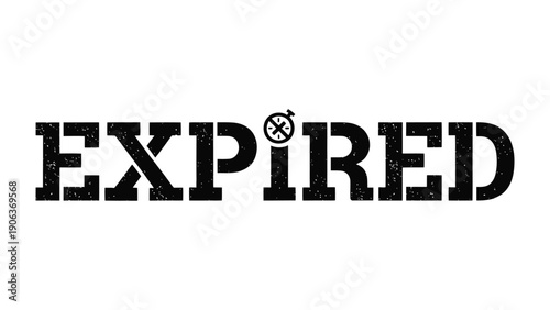 Expired: A bold textual graphic featuring the word EXPIRED along with a subtle timepiece icon, suggesting concepts of obsolescence or deadlines.
