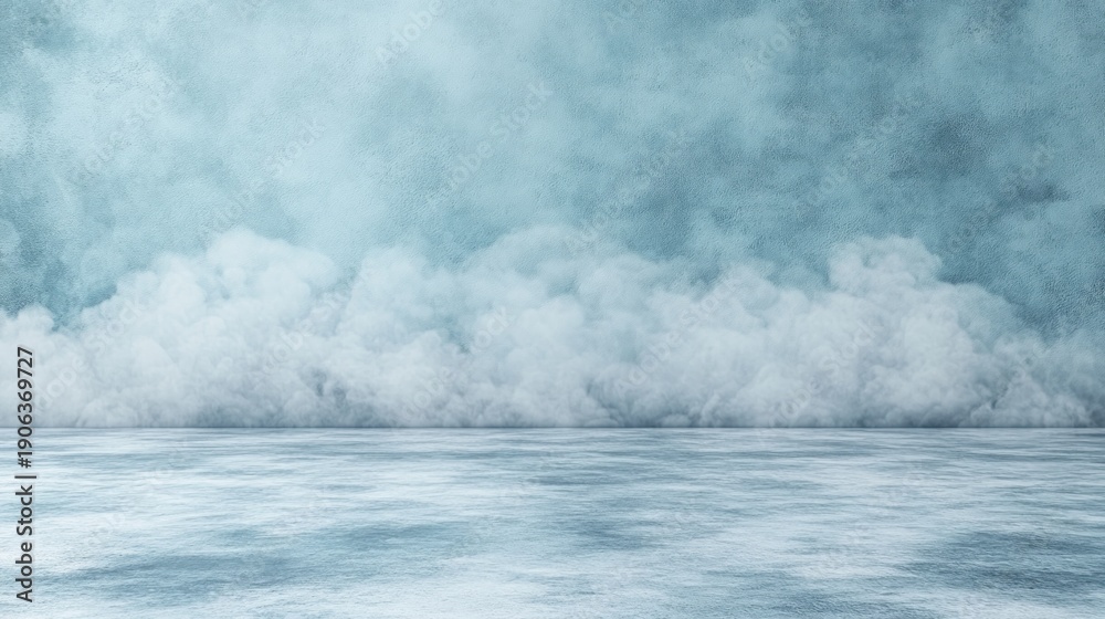 Obraz premium Empty room, icy blue, smoky background