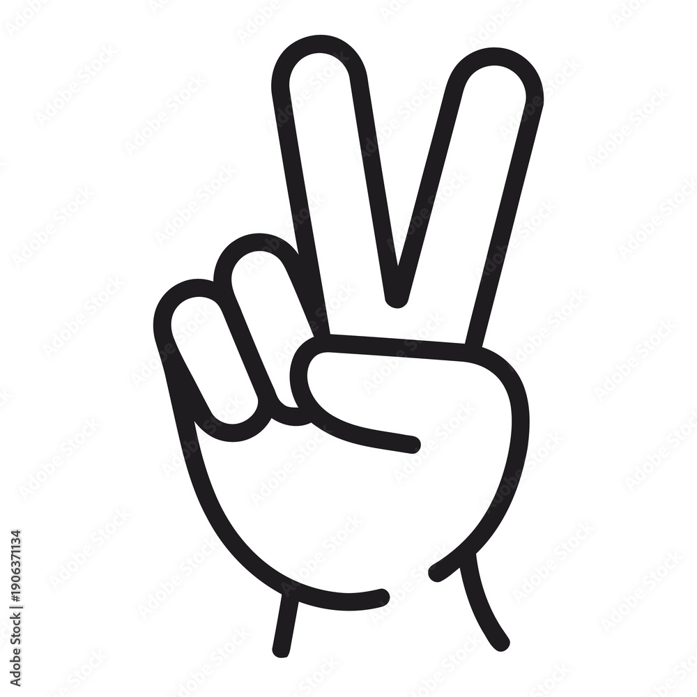 Obraz premium Hand gesture making peace sign with two fingers up symbol of victory or peace icon
