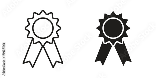 Badge icons vector. Line and glyph design with editable stroke