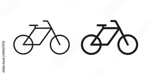 Biking icons vector. Line and glyph design with editable stroke
