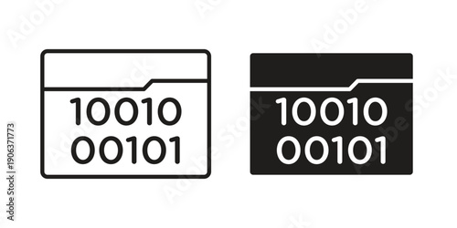 Binary code icons vector. Line and glyph design with editable stroke