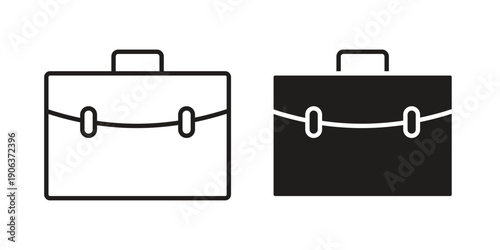 Briefcase icons vector. Line and glyph design with editable stroke