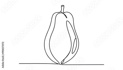 One continuous line illustration of an Papaya fruits, isolated on white background.