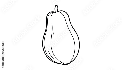 One continuous line illustration of an Papaya fruits, isolated on white background.