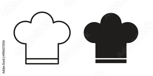Chef hat icons vector. Line and glyph design with editable stroke