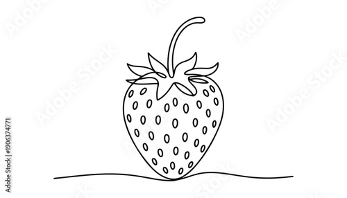 One continuous line illustration of an Strawberry fruits, isolated on white background.