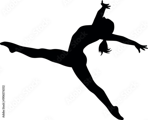 A graceful silhouette of a ballerina performing a grand jete with elegance and poise