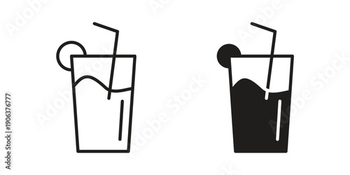 Drink icons vector. Line and glyph design with editable stroke