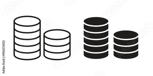 Earning icons vector. Line and glyph design with editable stroke