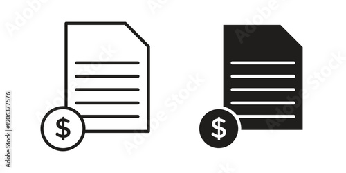 File invoice icons vector. Line and glyph design with editable stroke