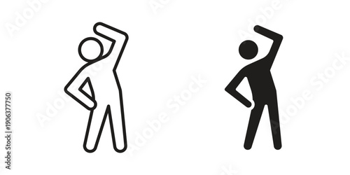 Fitness exercise icons vector. Line and glyph design with editable stroke