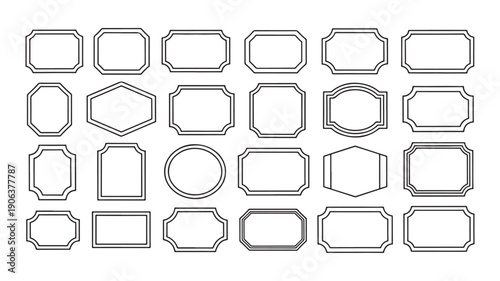 Vintage badge and label frame templates for branding identity design, product packaging, certificates, and professional award documentation layouts