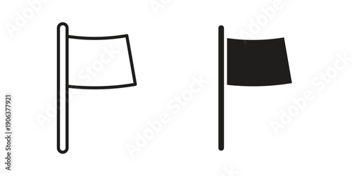 Flag icons vector. Line and glyph design with editable stroke