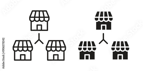 Franchise icons vector. Line and glyph design with editable stroke