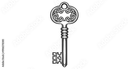 vector illustration of an old key