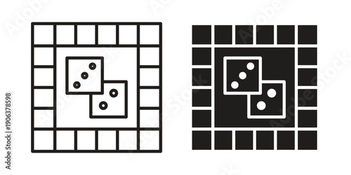 Game board icons vector. Line and glyph design with editable stroke