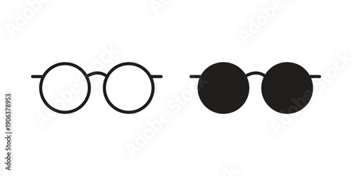 Glasses icons vector. Line and glyph design with editable stroke