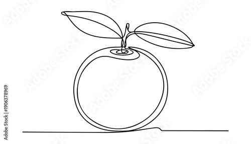 One continuous line illustration of an Clementine fruits, isolated on white background.