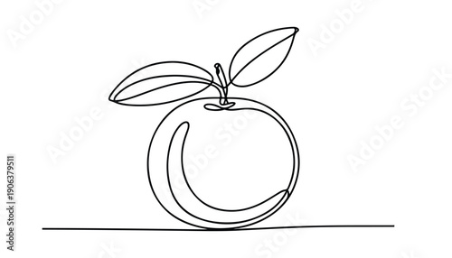 One continuous line illustration of an Clementine fruits, isolated on white background.