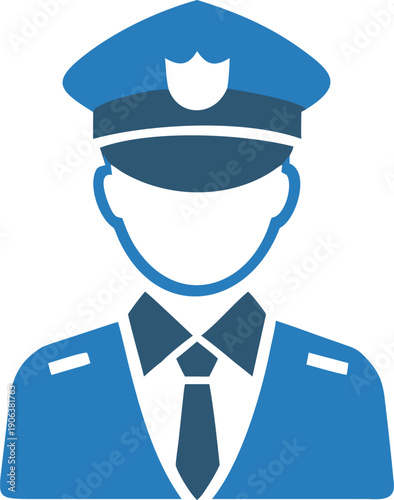A simplified blue icon depicts a police officer s head and shoulders