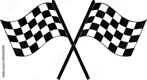 Two checkered racing flags are crossed symbolizing victory and competition high quality professional