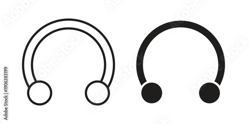 Piercing icons vector. Line and glyph design with editable stroke