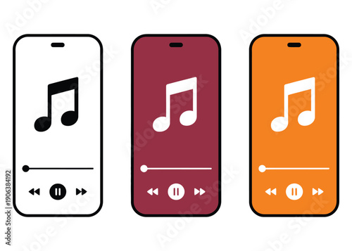 Enjoy music on the go with vibrant smartphone app interfaces, ideal for streaming songs, managing playlists, sharing tracks, and enhancing mobile user experiences