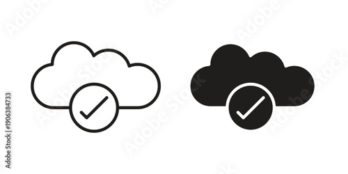 Saved to drive icons vector. Line and glyph design with editable stroke