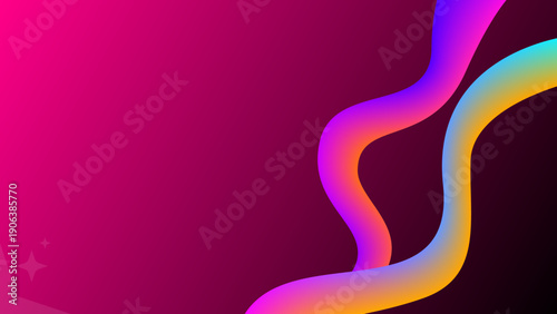 Abstract 3D liquid wave shapes with vibrant neon gradient on dark background