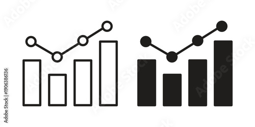 Stats icons vector. Line and glyph design with editable stroke
