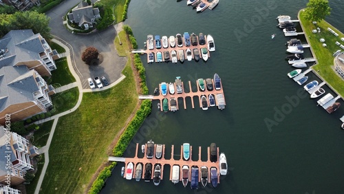 Aerial View of Marina and Boat Slips in Danbury, Connecticut