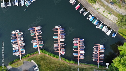Aerial View of Marina and Boat Slips in Danbury, Connecticut