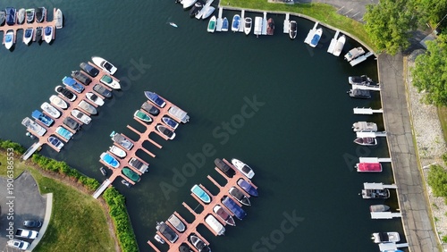 Aerial Marina with Docked Boats in Danbury, Connecticut