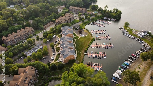 Photos Aerial View of Marina and Apartment Complex in Danbury, Connecticut