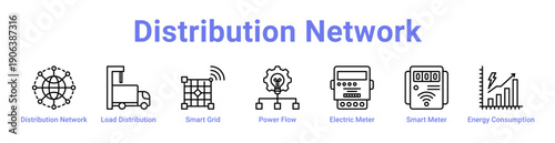 Distribution Network Icon Banner and Collection